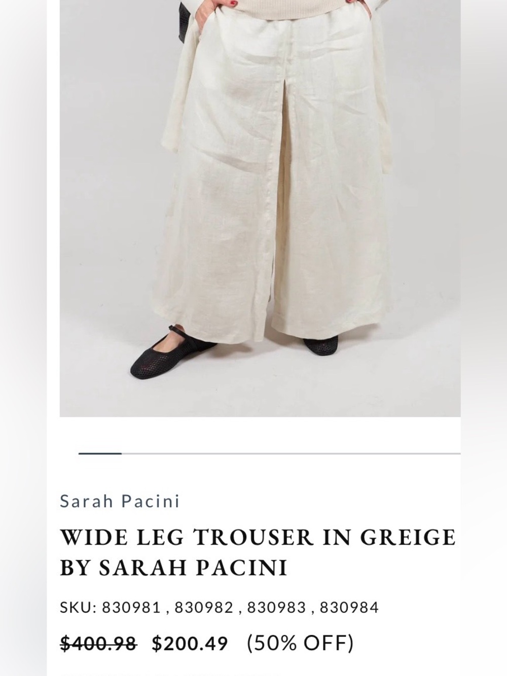 Sarah Pacini Black Wide-Leg Linen Blend Pants
